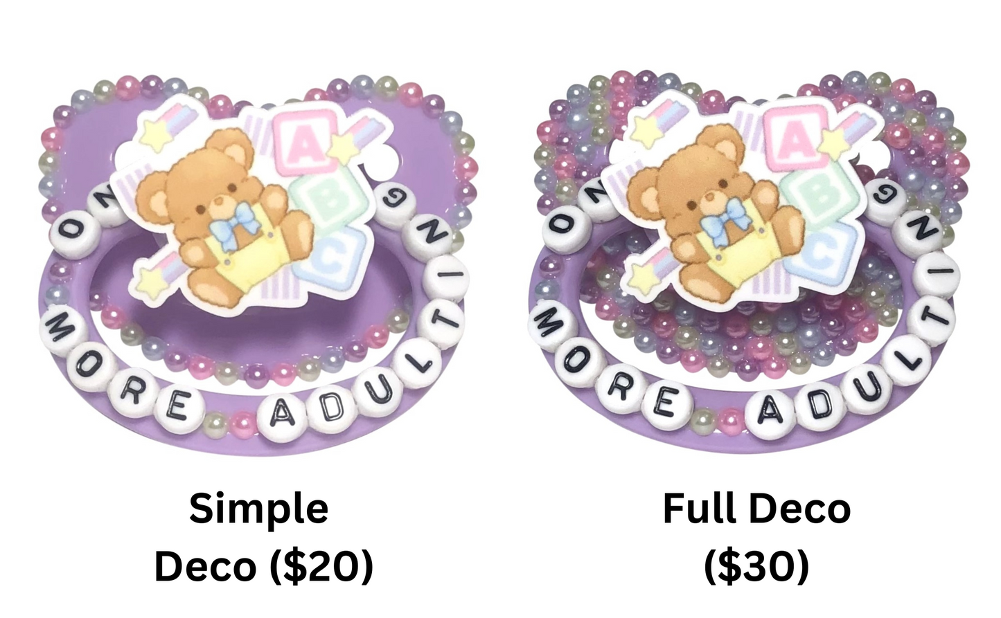 Baby Bear Pacis Adult Pacifier "No More Adulting" Purple Adult Paci (DDLG/ABDL)