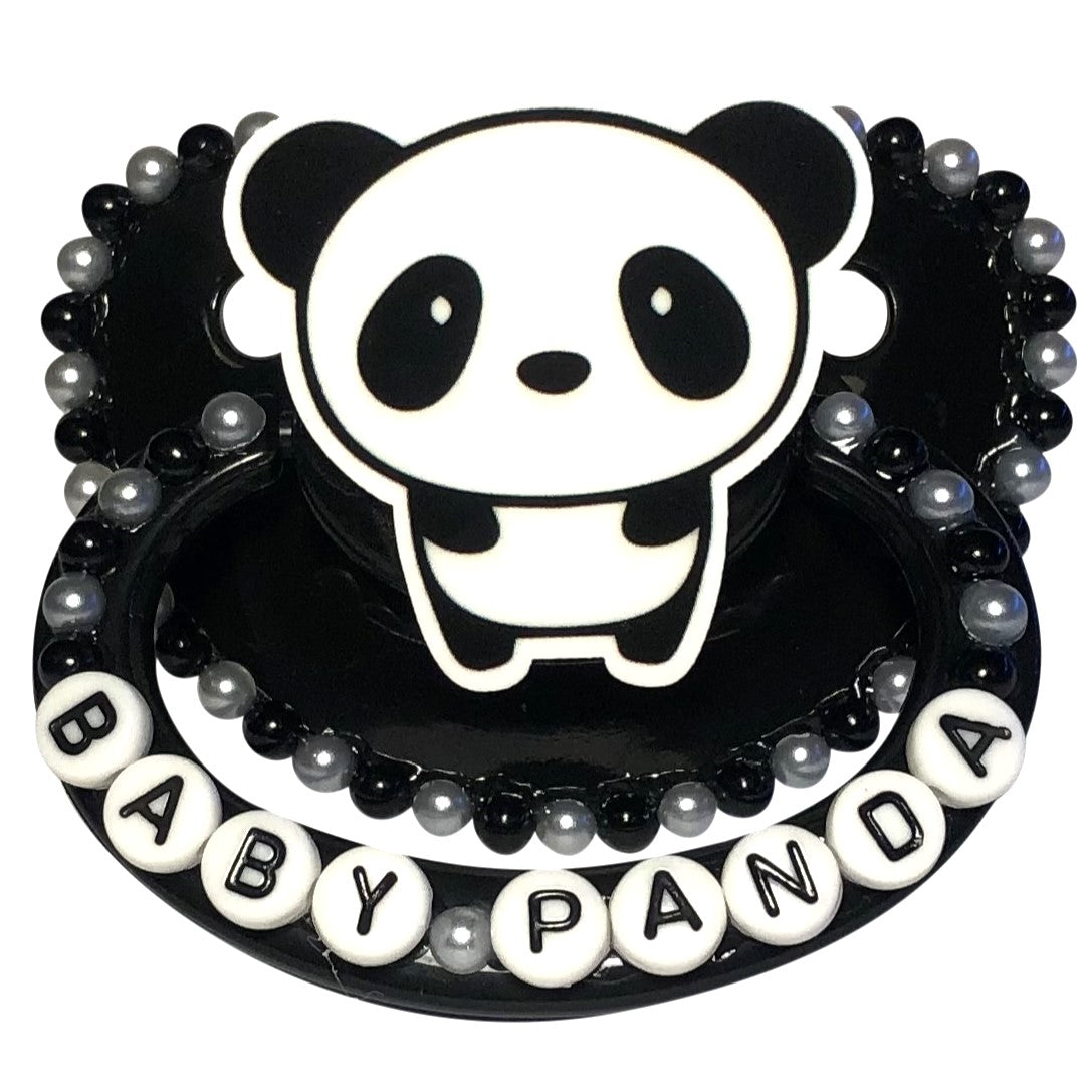 Baby Bear Pacis Adult Pacifier "Baby Panda" Black Adult Paci (DDLG/ABDL)
