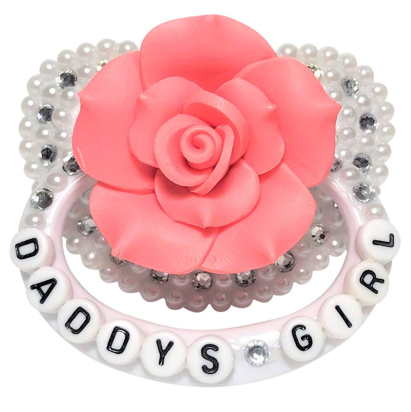 Baby Bear Pacis Adult Pacifier "Daddy's Girl" White Flower Adult Paci (DDLG/ABDL) - BBP