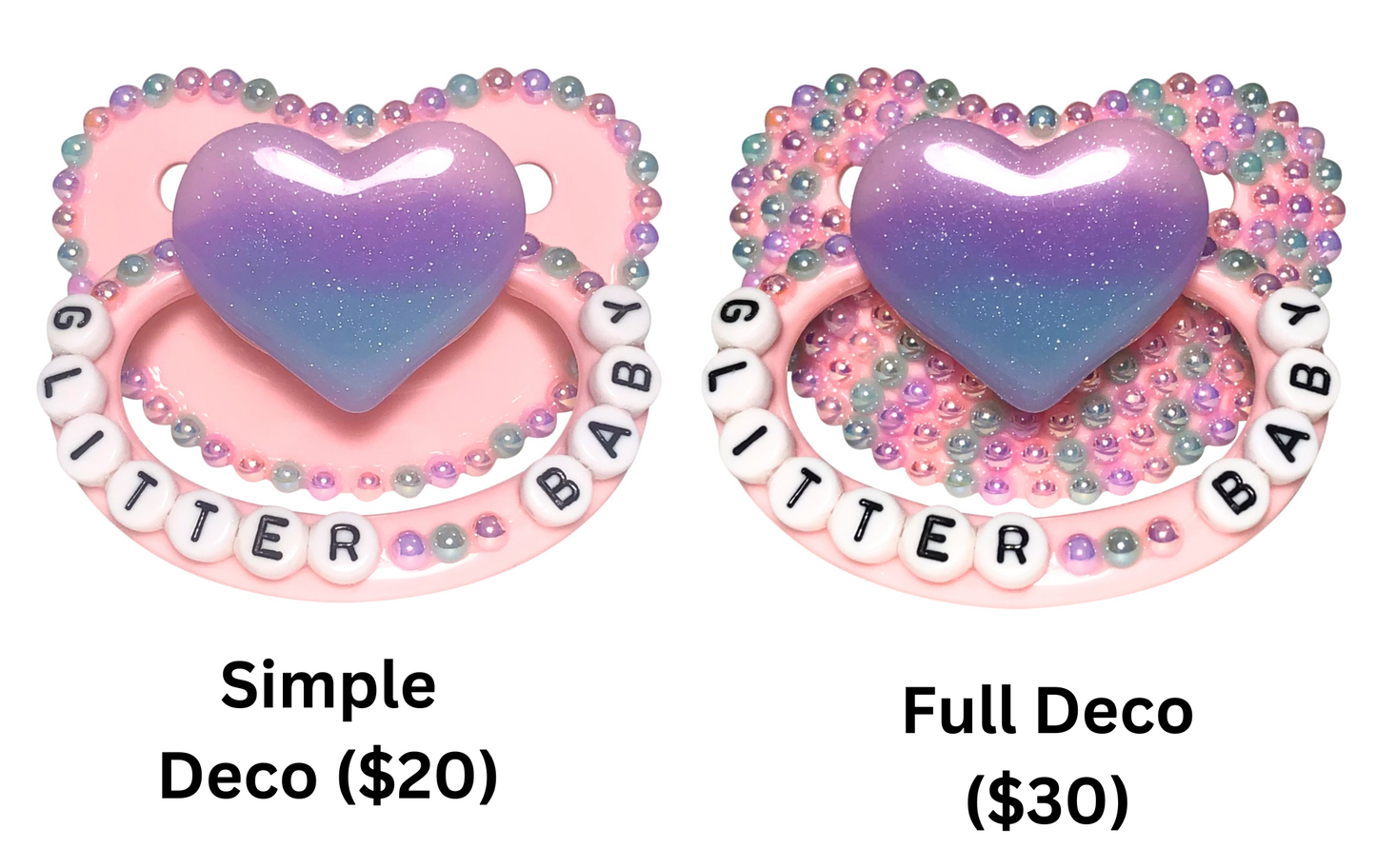 Baby Bear Pacis Adult Pacifier "Glitter Baby" Pink Adult Paci (DDLG/ABDL)