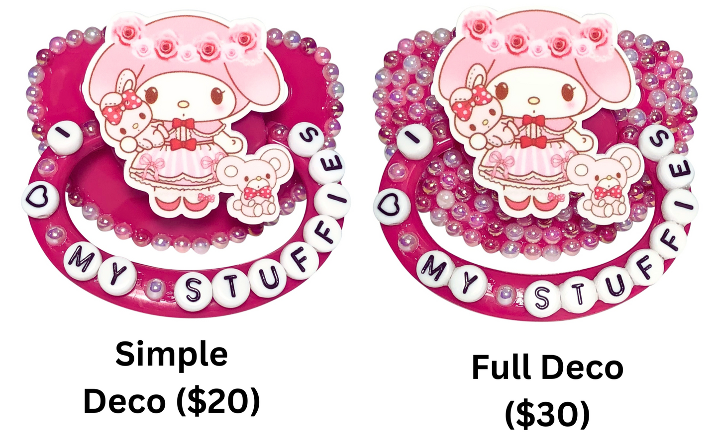Baby Bear Pacis Adult Pacifier "I <3 My Stuffies" Dark Pink MY Melody Adult Paci (DDLG/ABDL)