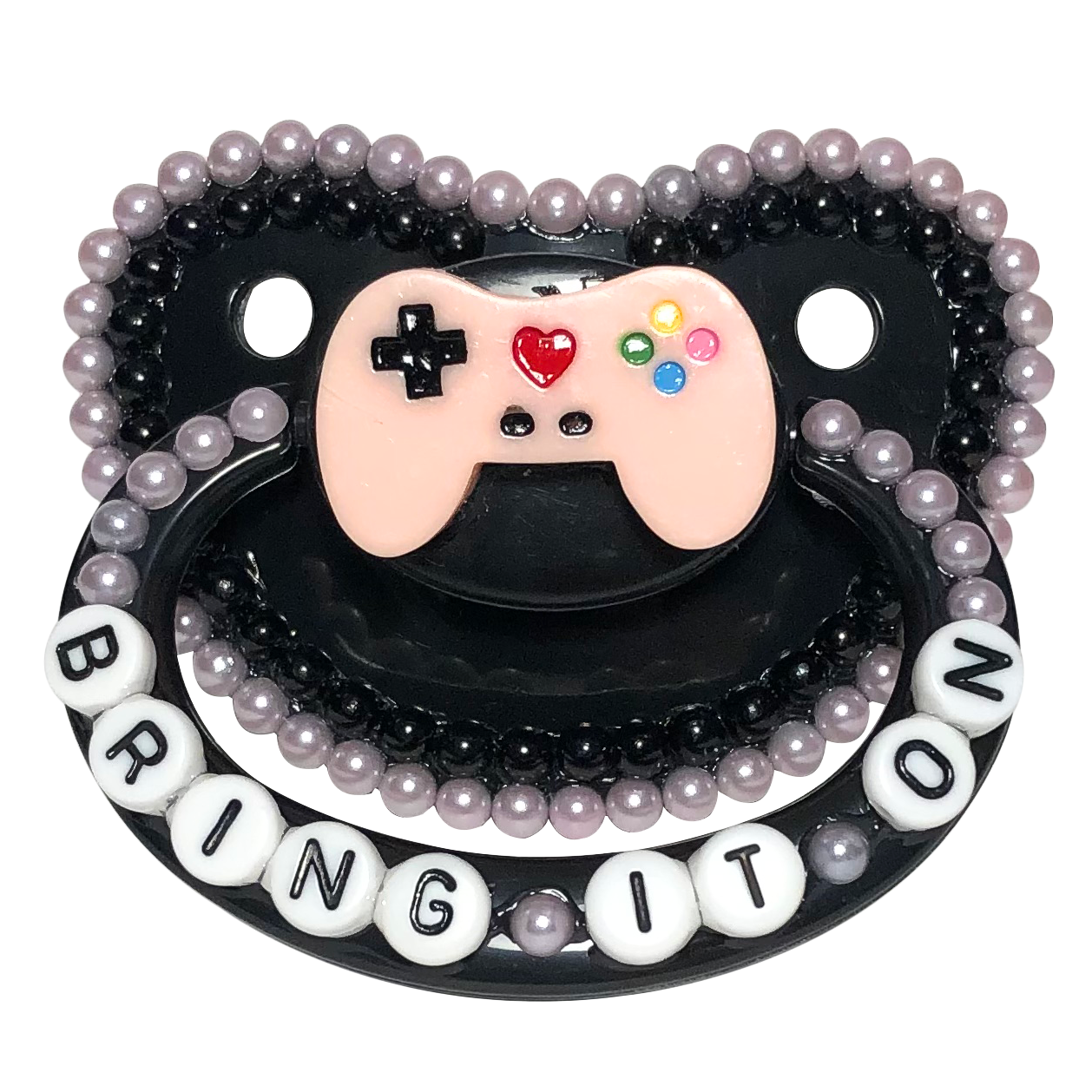 Baby Bear Pacis Adult Pacifier "Bring It On" Black Adult Paci (DDLG/ABDL)