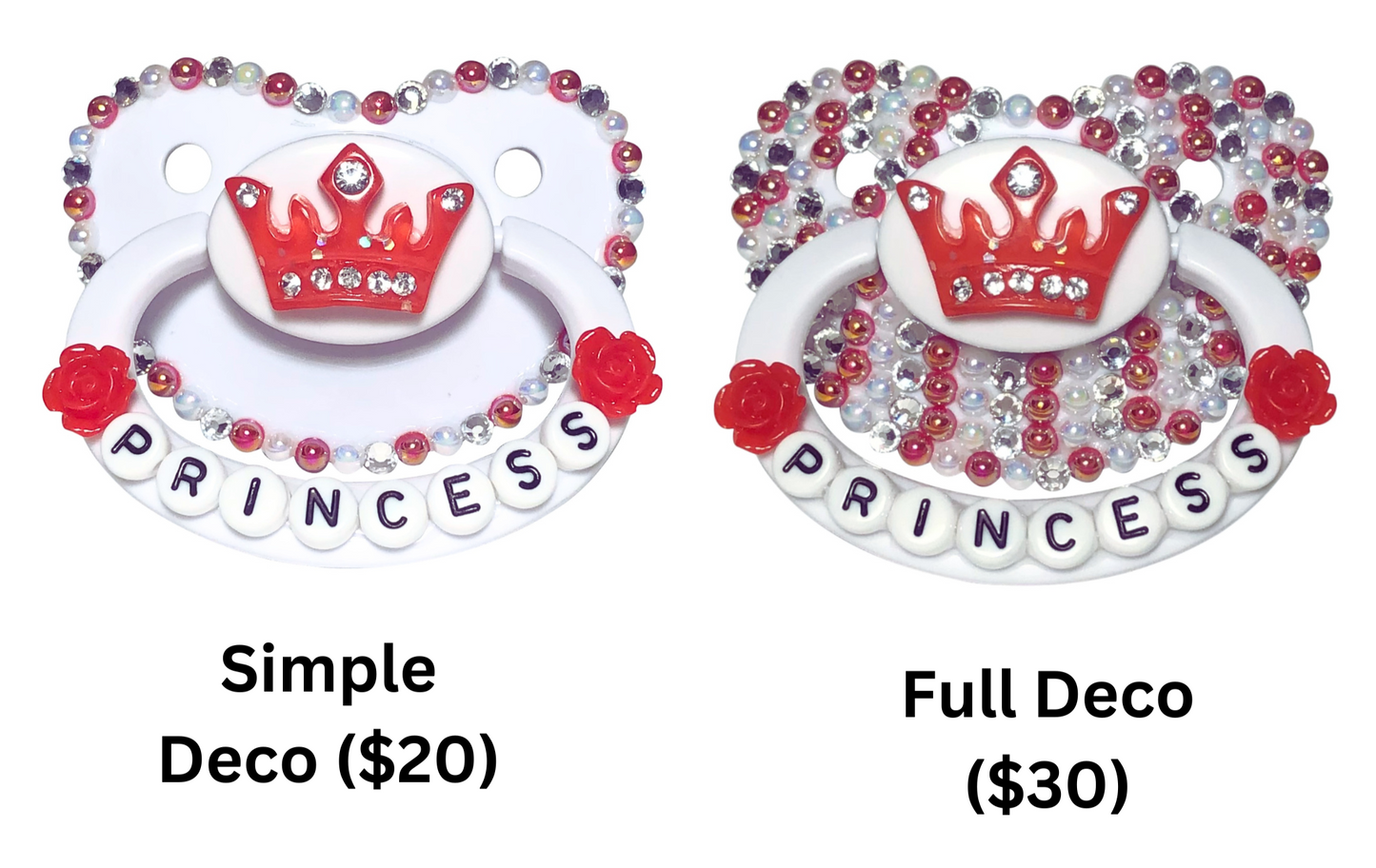 Baby Bear Pacis Adult Pacifier "Princess" Red White Adult Paci (DDLG/ABDL)