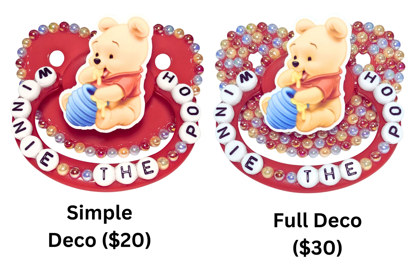 Baby Bear Pacis Adult Pacifier "Winnie the Pooh" Red Adult Paci (DDLG/ABDL)