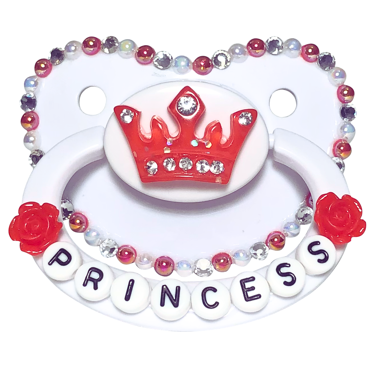 Baby Bear Pacis Adult Pacifier "Princess" Red White Adult Paci (DDLG/ABDL)