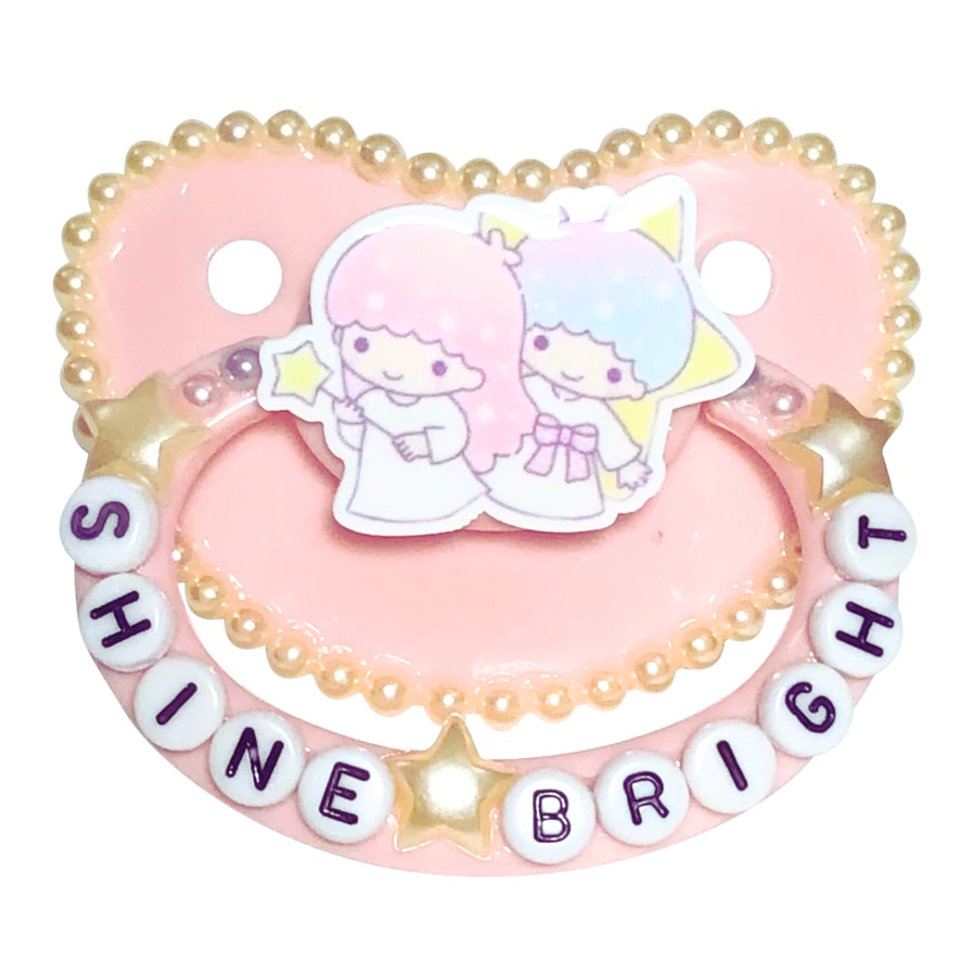 Baby Bear Pacis Adult Pacifier "Shine Bright" Pink Little Twin Stars Adult Paci (DDLG/ABDL)