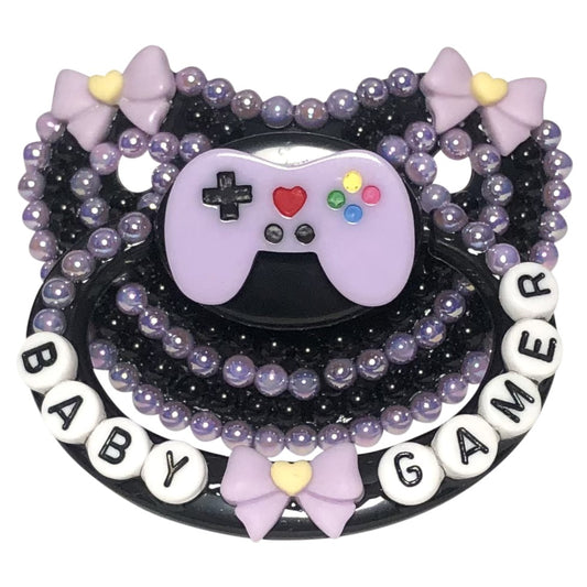 Baby Bear Pacis Adult Pacifier "Baby Gamer" Black Adult Paci (DDLG/ABDL)