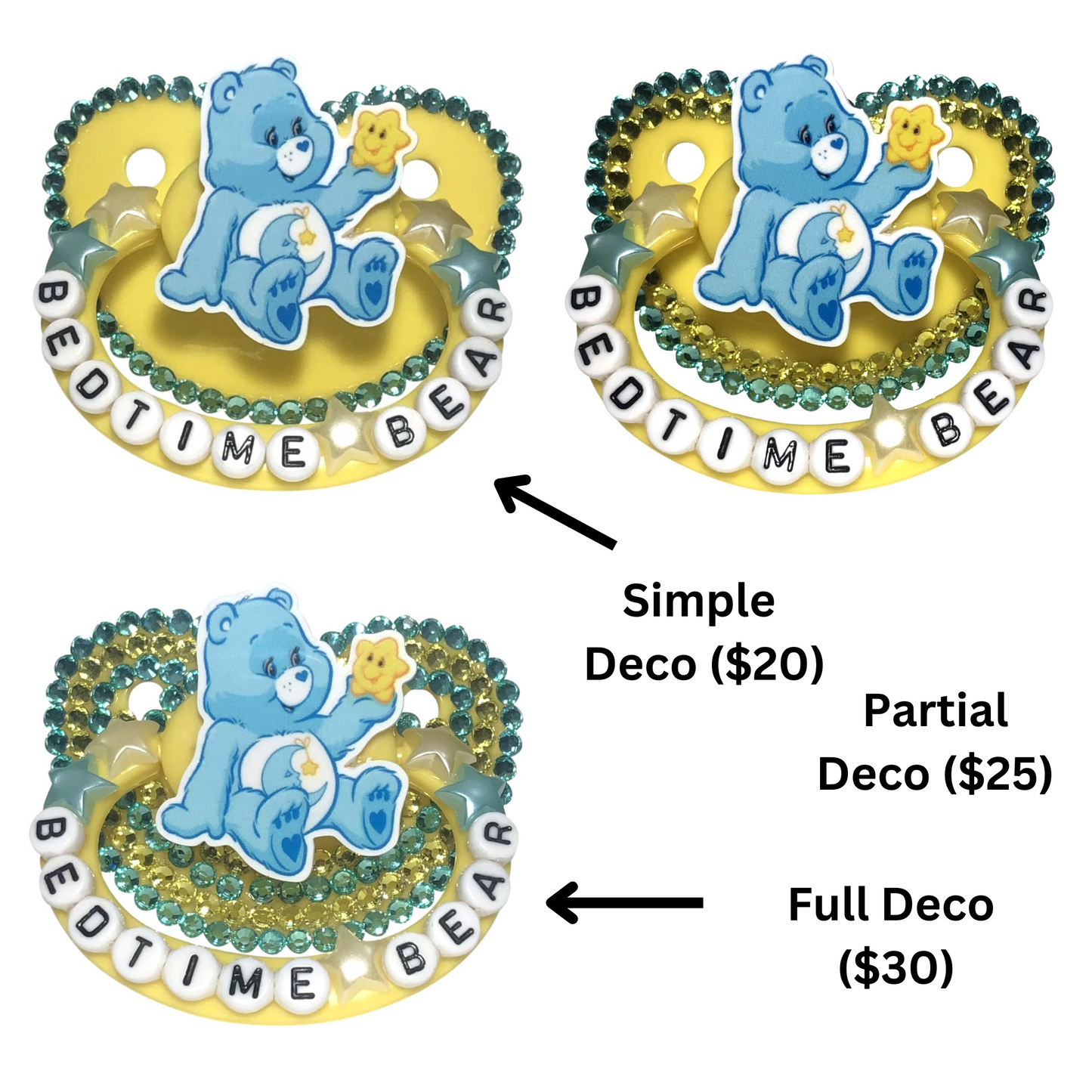 Baby Bear Pacis Adult Pacifier "Bedtime Bear" Yellow Adult Paci (DDLG/ABDL)
