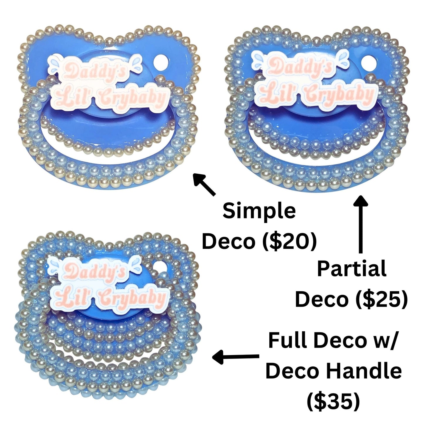 Baby Bear Pacis Adult Pacifier "Daddy's Lil Crybaby" Blue Adult Paci (DDLG/ABDL)