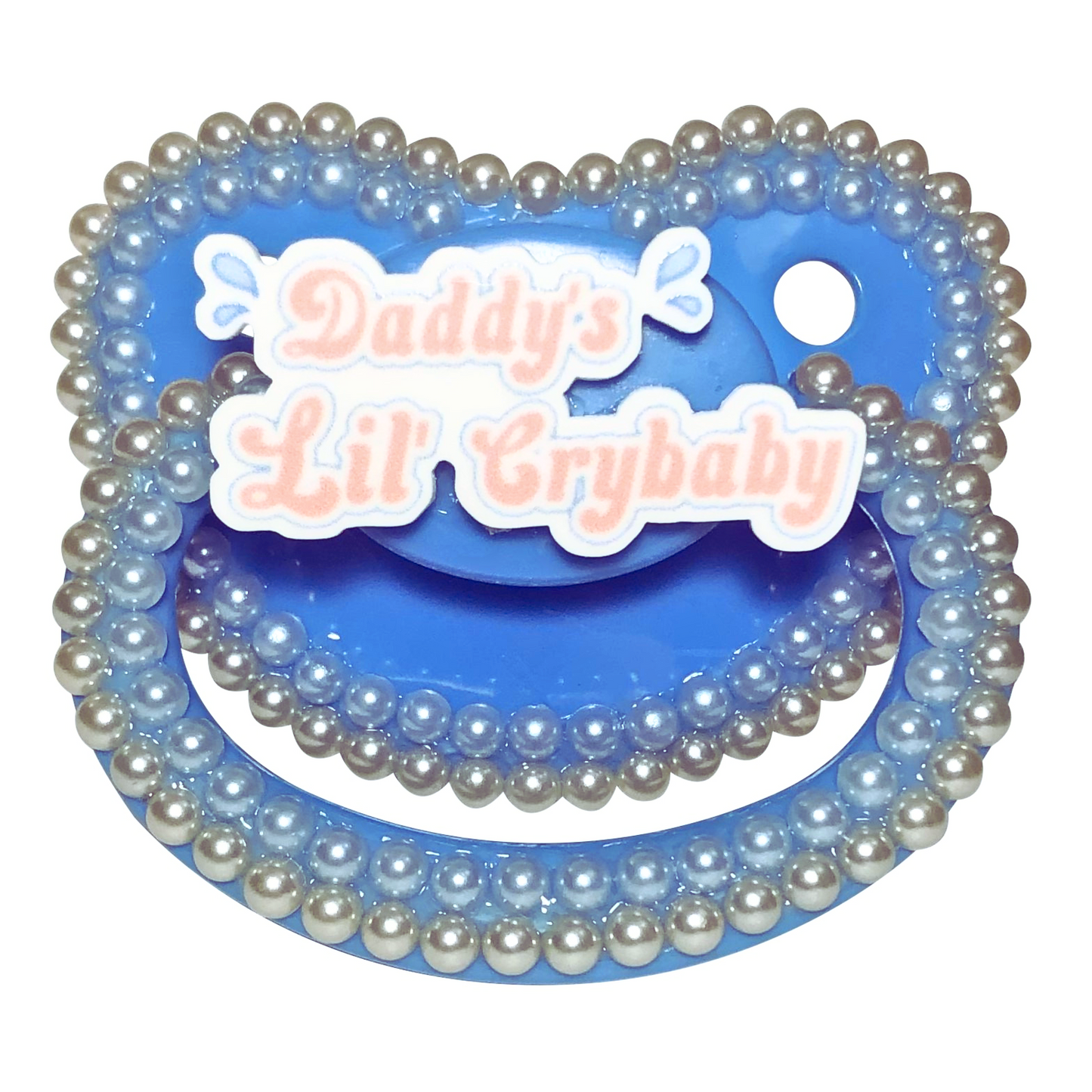 Baby Bear Pacis Adult Pacifier "Daddy's Lil Crybaby" Blue Adult Paci (DDLG/ABDL)