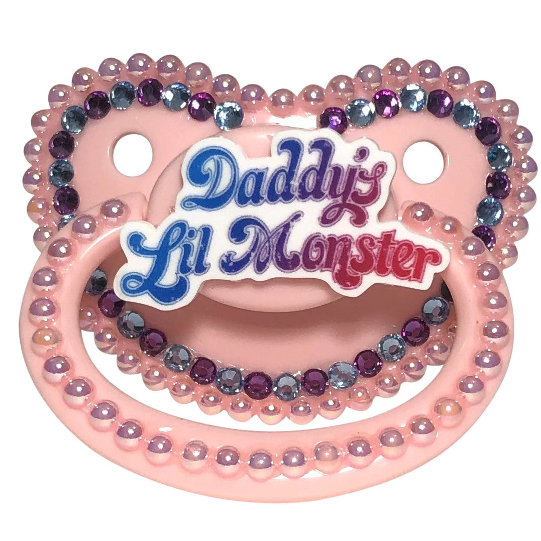 Baby Bear Pacis Adult Pacifier "Daddy's Lil Monster" Pink Adult Paci (DDLG/ABDL)