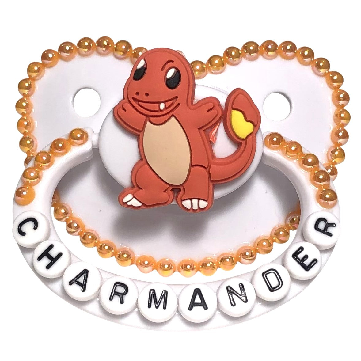 Baby Bear Pacis Adult Pacifier "Charmander" White Pokemon Adult Paci (DDLG/ABDL)