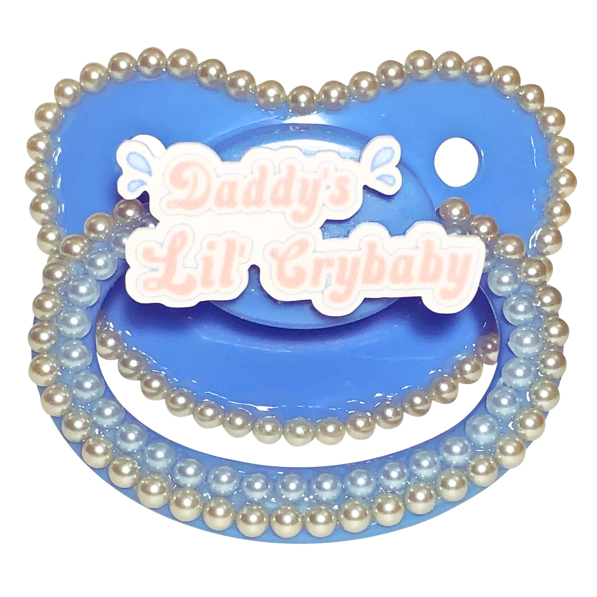 Baby Bear Pacis Adult Pacifier "Daddy's Lil Crybaby" Blue Adult Paci (DDLG/ABDL)