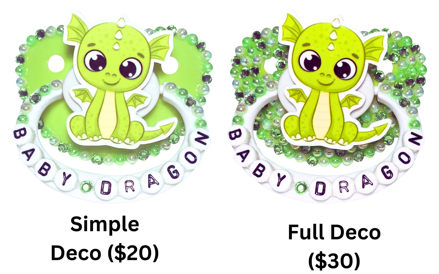 Baby Bear Pacis Adult Pacifier "Baby Dragon" White and Green Adult Paci (DDLG/ABDL)