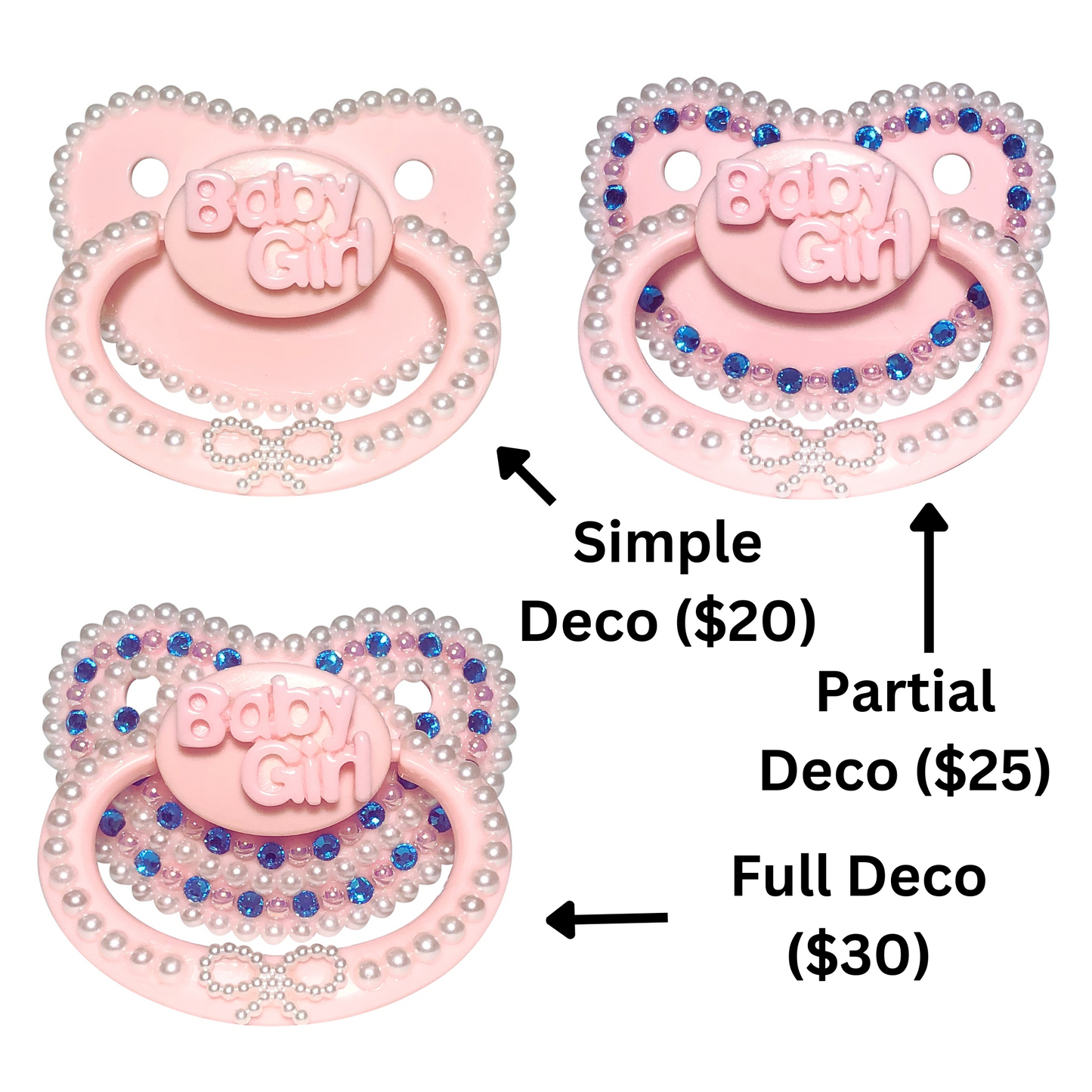 Baby Bear Pacis Adult Pacifier, "Baby Girl" Pink Adult Paci (Blue/Pink) (DDLG/ABDL)