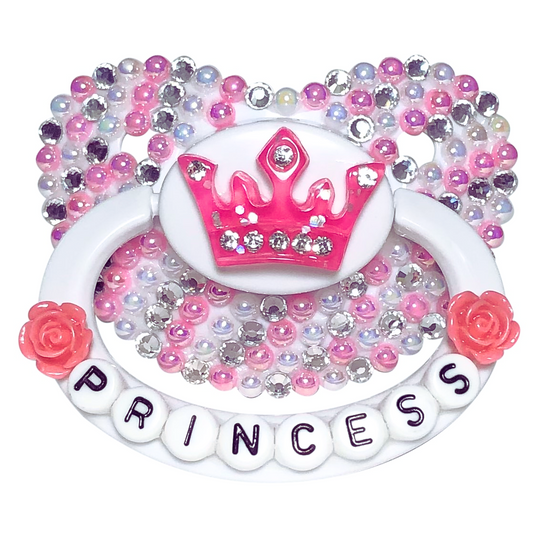 Baby Bear Pacis Adult Pacifier "Princess" White Dark Pink Adult Paci (DDLG/ABDL)