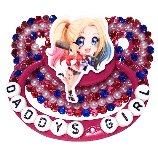 Baby Bear Pacis Adult Pacifier, "Daddy's Girl" Pink Harley Quinn Adult Paci (DDLG/ABDL)