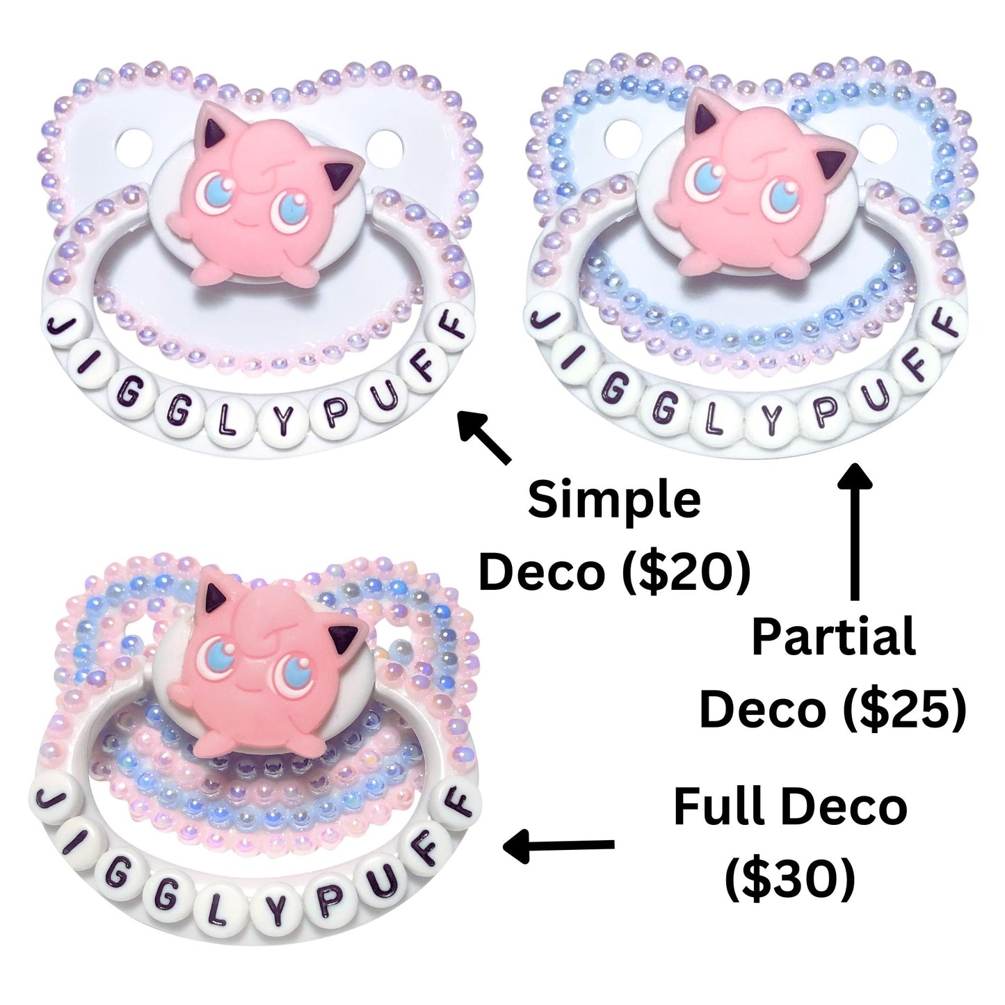 Baby Bear Pacis Adult Pacifier "Jigglypuff" White Pokemon Adult Paci (DDLG/ABDL)