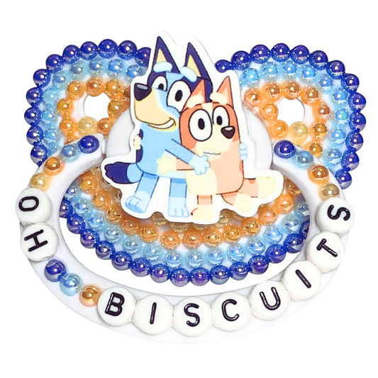Baby Bear Pacis Adult Pacifier "Oh Biscuits" White Bluey and Bingo Adult Paci (DDLG/ABDL)