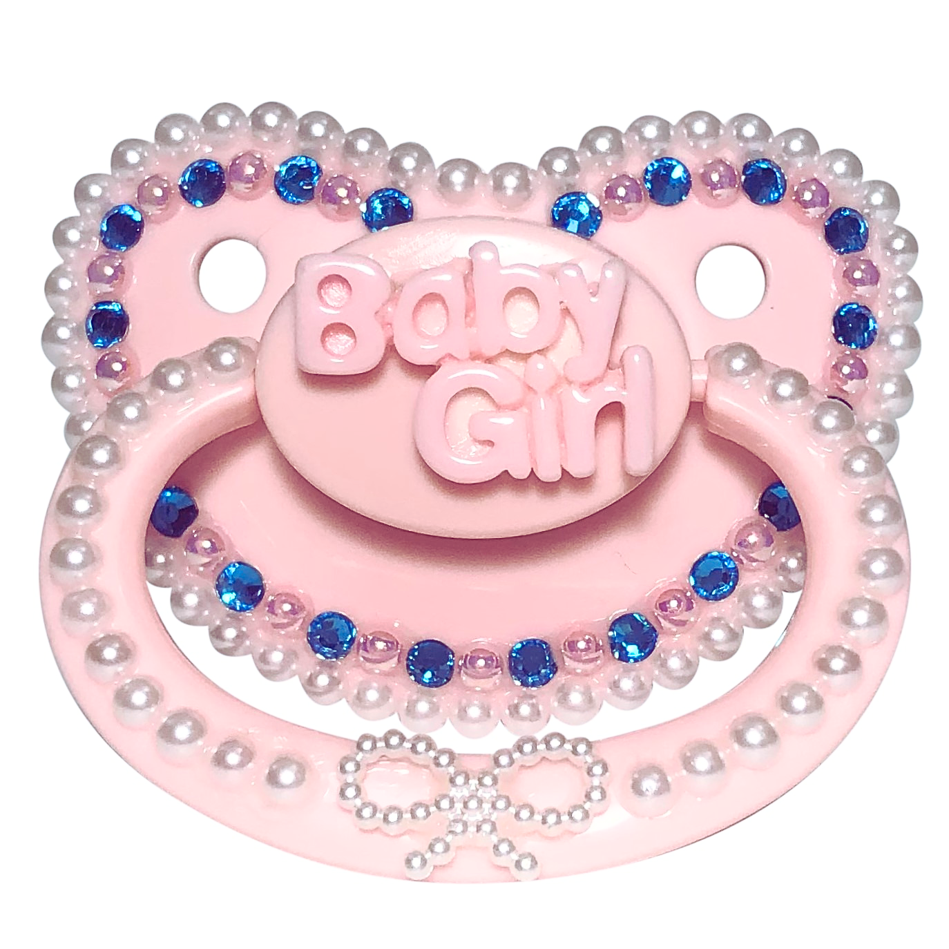 Baby Bear Pacis Adult Pacifier, "Baby Girl" Pink Adult Paci (Blue/Pink) (DDLG/ABDL)
