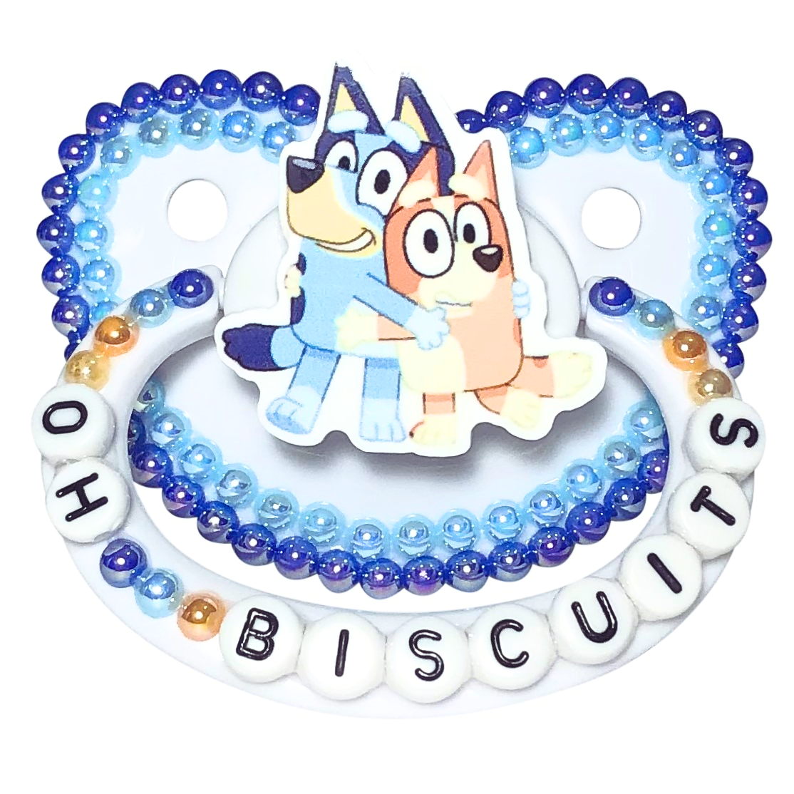 Baby Bear Pacis Adult Pacifier "Oh Biscuits" White Bluey and Bingo Adult Paci (DDLG/ABDL)