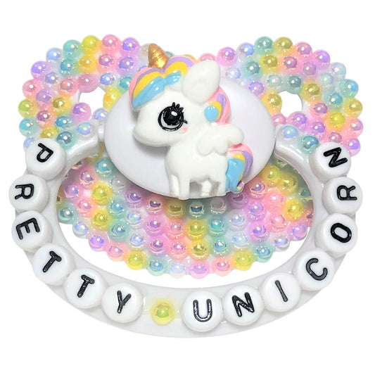 Baby Bear Pacis Adult Pacifier "Pretty Unicorn" Rainbow Unicorn Adult Paci (DDLG/ABDL)