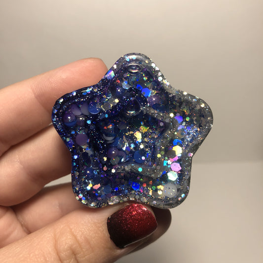 White and Gold Glitter Star Resin Shaker