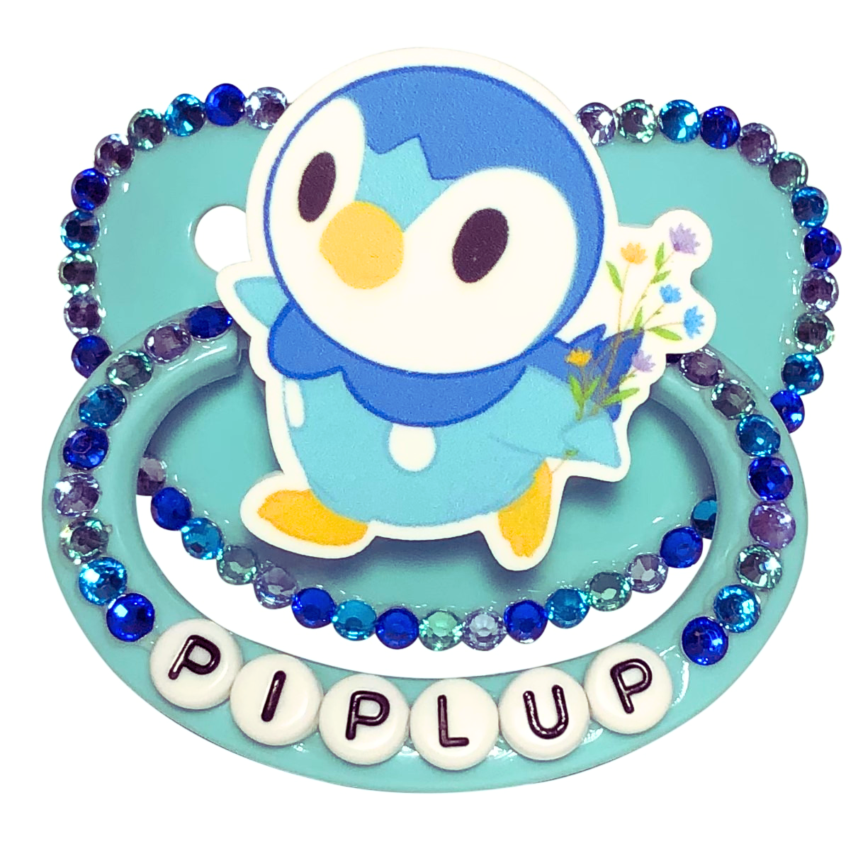 Baby Bear Pacis Adult Pacifier "Piplup" Teal Adult Paci (DDLG/ABDL)