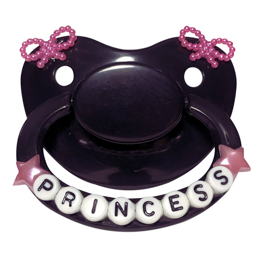 Baby Bear Pacis Adult Pacifier, "Princess" Black Simple Adult Paci (DDLG/ABDL)