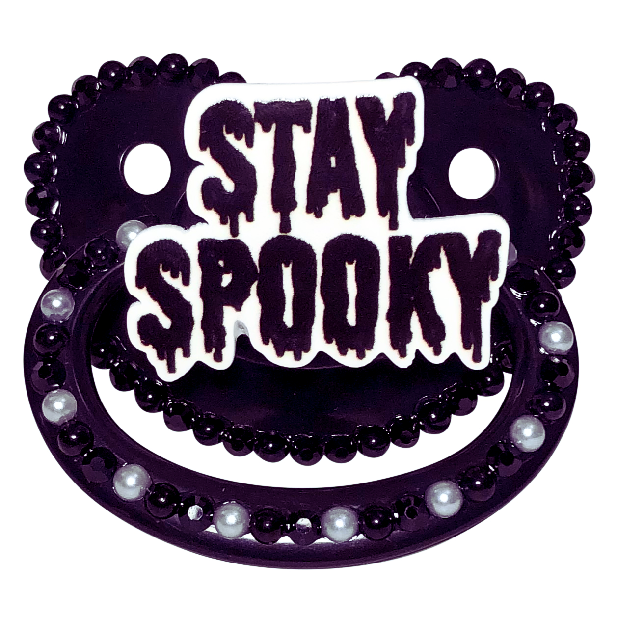 Baby Bear Pacis Adult Pacifier "Stay Spooky" Black Adult Paci (DDLG/ABDL)