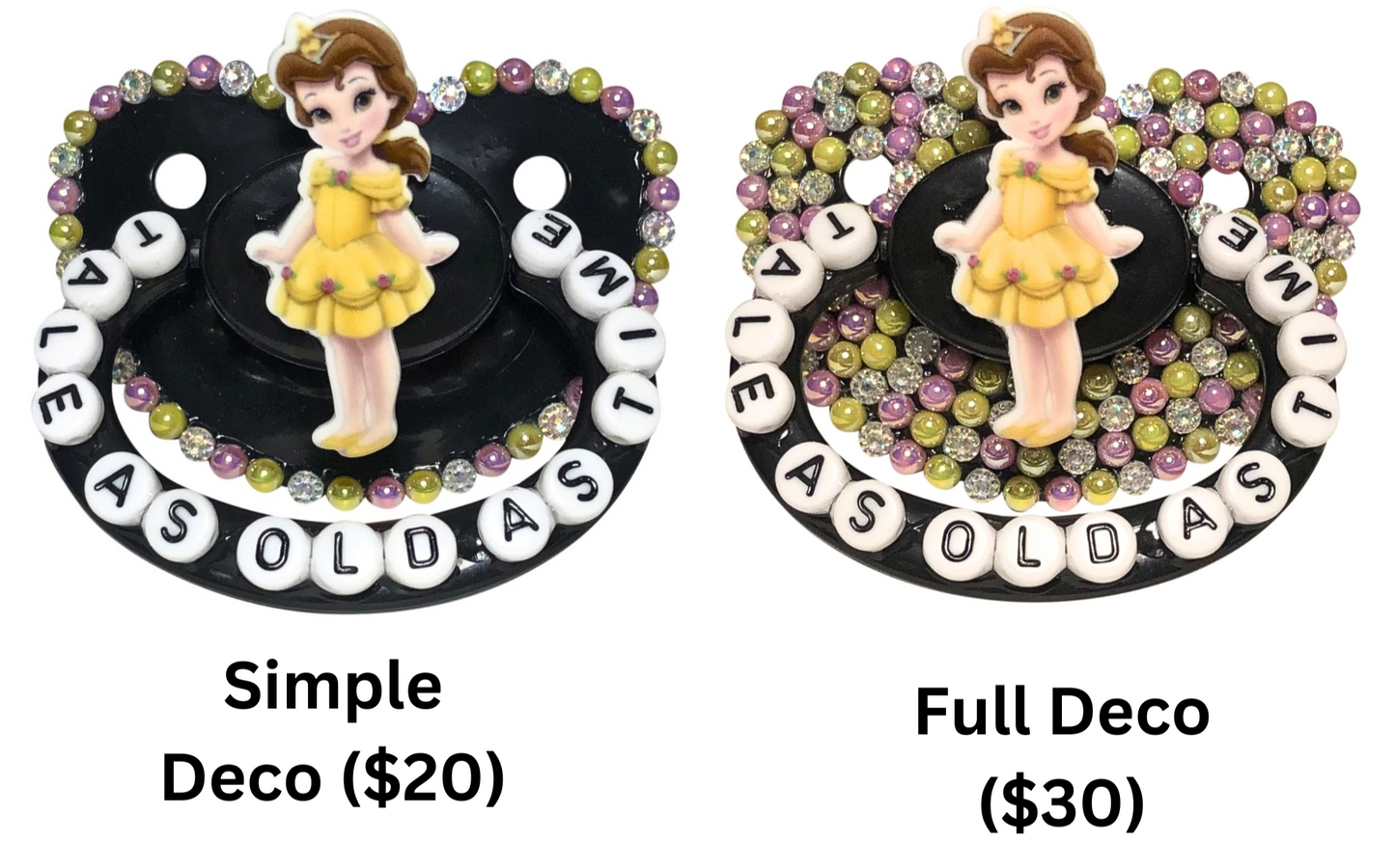 Baby Bear Pacis Adult Pacifier, "Tale As Old As Time" Black Princess Belle Adult Paci (DDLG/ABDL)